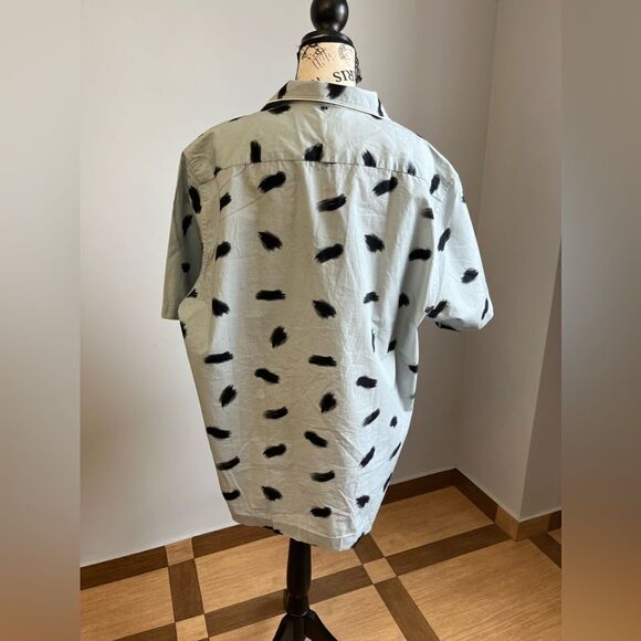 Ted Baker Sourdo Mens Brush Stroke Print Button Down Top Light Blue Size 6 NWT - Picture 3 of 12